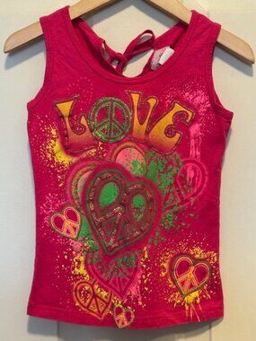 California Girlz Pink LOVE Sparkly Tank Top sz 5/6